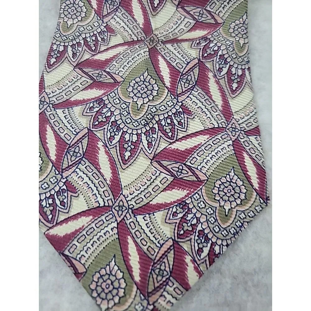 Vintage Polo‎ Ralph Lauren 100% Silk Necktie Tie Hand Made USA Abstract Classic